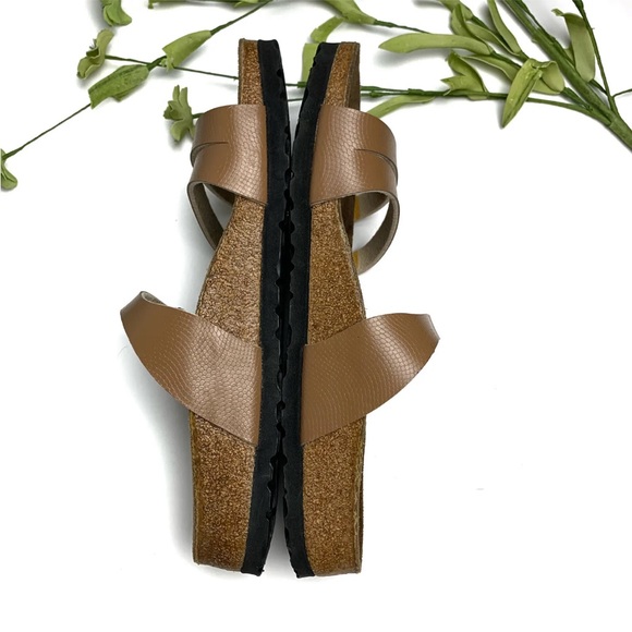BIRKENSTOCK BIRKI'S Size 38 (7) Sandals Tan Brown Leather Rhinestone Buckle - Picture 3 of 12